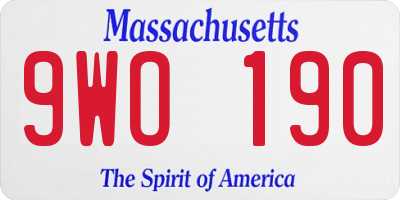MA license plate 9WO190