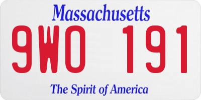 MA license plate 9WO191