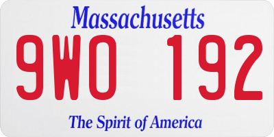 MA license plate 9WO192