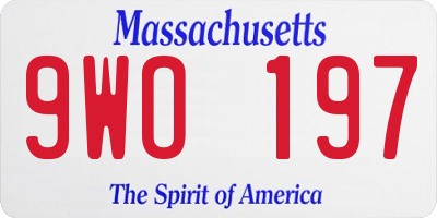 MA license plate 9WO197