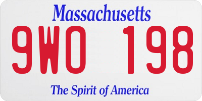 MA license plate 9WO198