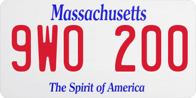 MA license plate 9WO200
