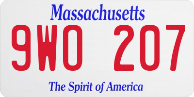 MA license plate 9WO207