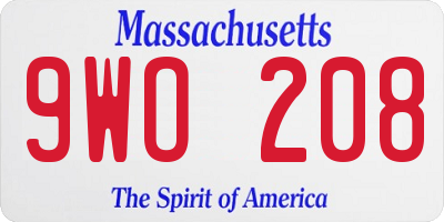 MA license plate 9WO208