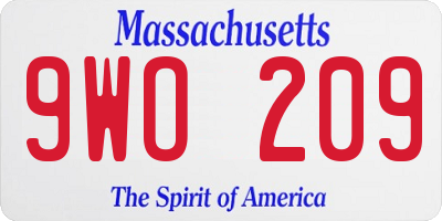 MA license plate 9WO209