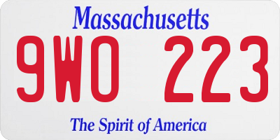 MA license plate 9WO223