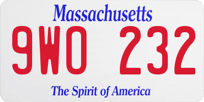 MA license plate 9WO232