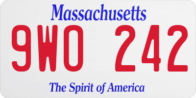 MA license plate 9WO242
