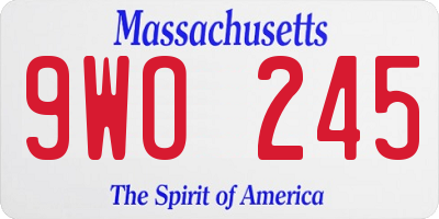 MA license plate 9WO245