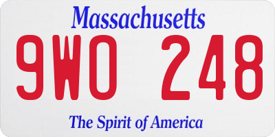 MA license plate 9WO248