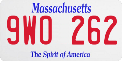 MA license plate 9WO262