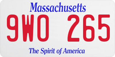 MA license plate 9WO265