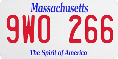 MA license plate 9WO266