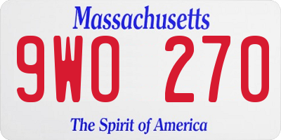 MA license plate 9WO270