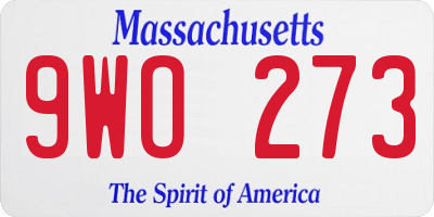 MA license plate 9WO273