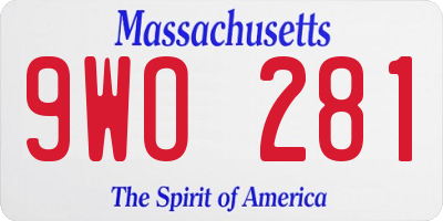 MA license plate 9WO281