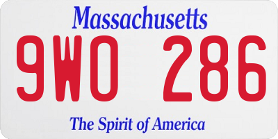 MA license plate 9WO286