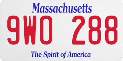 MA license plate 9WO288