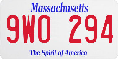 MA license plate 9WO294