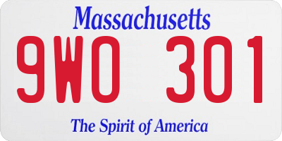 MA license plate 9WO301
