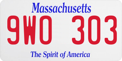 MA license plate 9WO303
