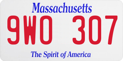 MA license plate 9WO307