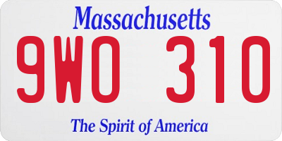 MA license plate 9WO310
