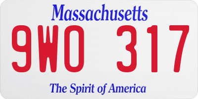 MA license plate 9WO317