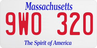 MA license plate 9WO320
