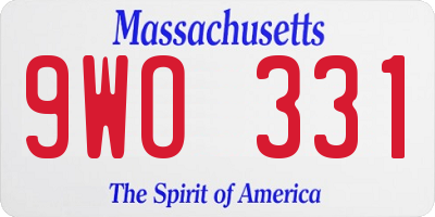 MA license plate 9WO331