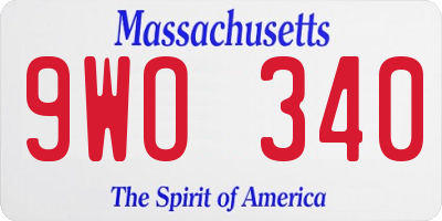 MA license plate 9WO340