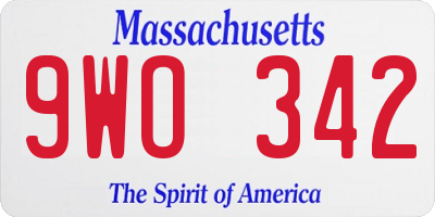 MA license plate 9WO342