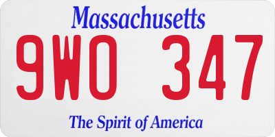 MA license plate 9WO347