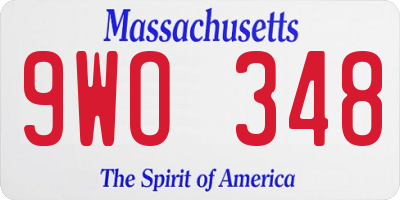 MA license plate 9WO348