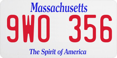 MA license plate 9WO356