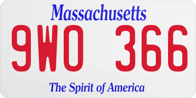 MA license plate 9WO366