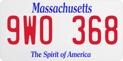 MA license plate 9WO368