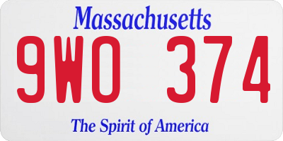 MA license plate 9WO374