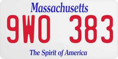 MA license plate 9WO383