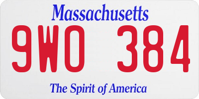 MA license plate 9WO384