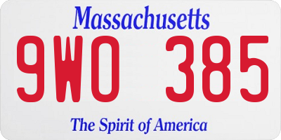 MA license plate 9WO385