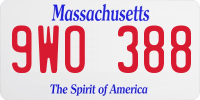 MA license plate 9WO388