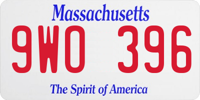 MA license plate 9WO396