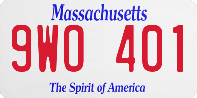 MA license plate 9WO401