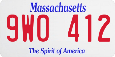 MA license plate 9WO412