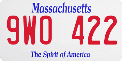 MA license plate 9WO422
