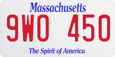 MA license plate 9WO450