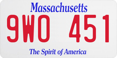 MA license plate 9WO451