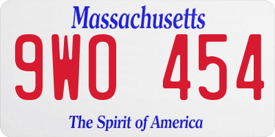MA license plate 9WO454