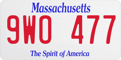 MA license plate 9WO477
